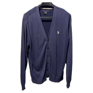 US‎ Polo Assn Men's Navy Cardigan Sweater vintage style Grandp core Size 2XL.
